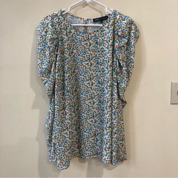 Jason Wu Eloquii Floral Ruffle Sleeve Top - Picture 3 of 7